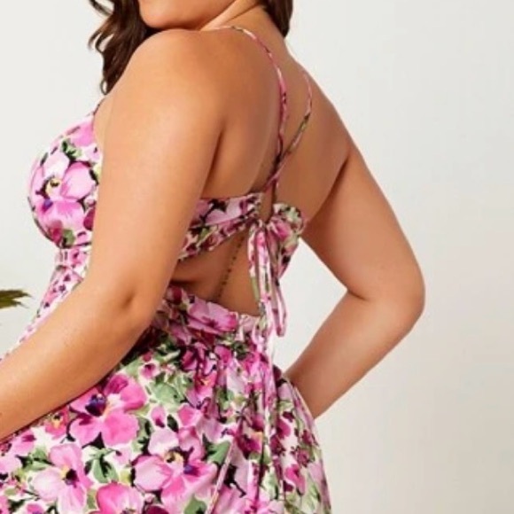 Pink Floral Maxi Dress - Elegant Garden Print - Picture 3 of 5